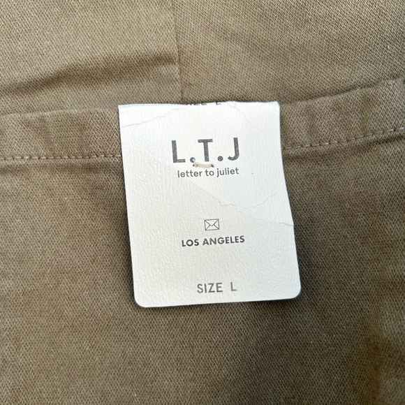 LTJ Olive Green Jogger Pants High Waist Drawstring Zipper Ankle Size Large - Picture 4 of 9